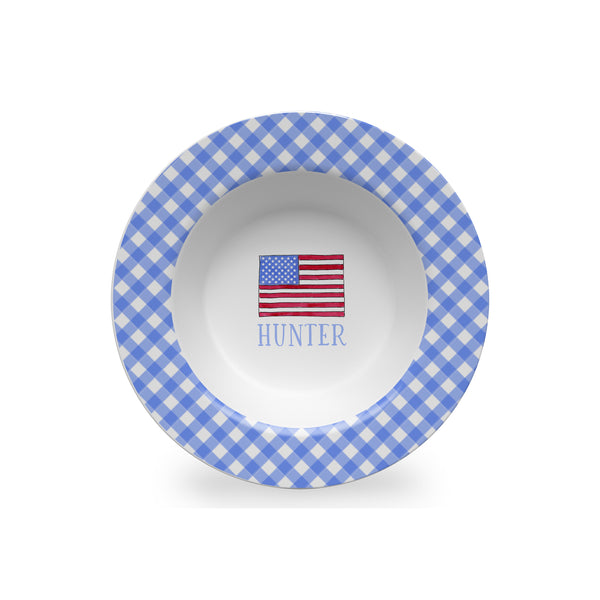 American Flag Plate Bowl Cup Placemat | Personalized Kids Plate for 4th of July | Patriotic Tableware