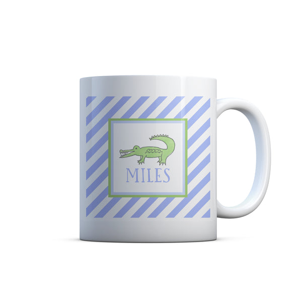 Alligator Blue Personalized Kids Plate, Bowl, and Cup Set  | Kids Tableware Childrens Dishes