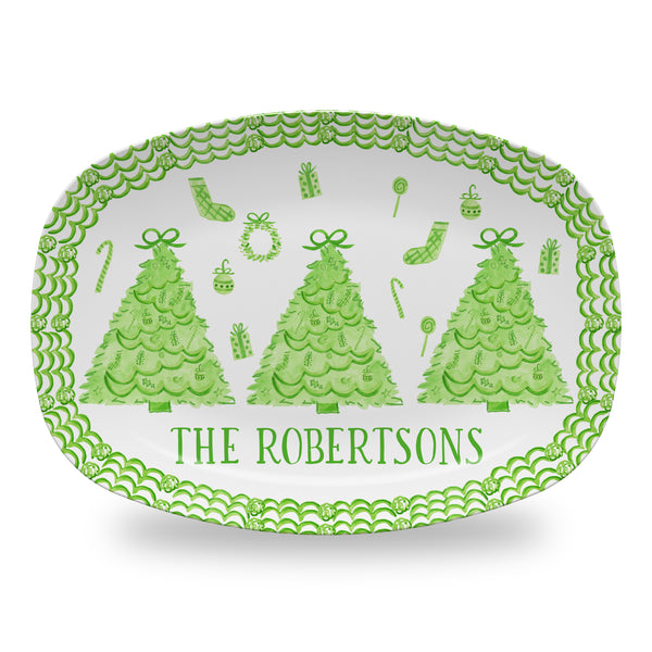 Personalized Christmas Platter in Green Toile Cookies for Santa plate Custom tray hostess gift