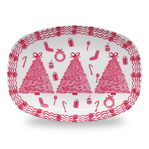 Personalized Christmas Platter Holiday Hostess Gift Plate Red Toile