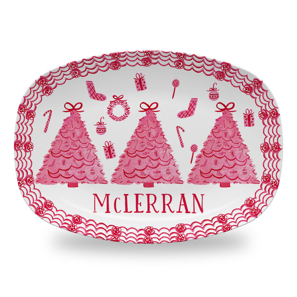 Personalized Christmas Platter Custom Cookies for Santa Plate Red Toile