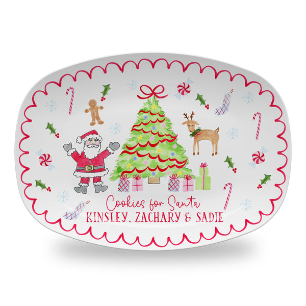 Personalized Christmas Platter Cookies for Santa Platter Tray | Christmas Tree with Santa