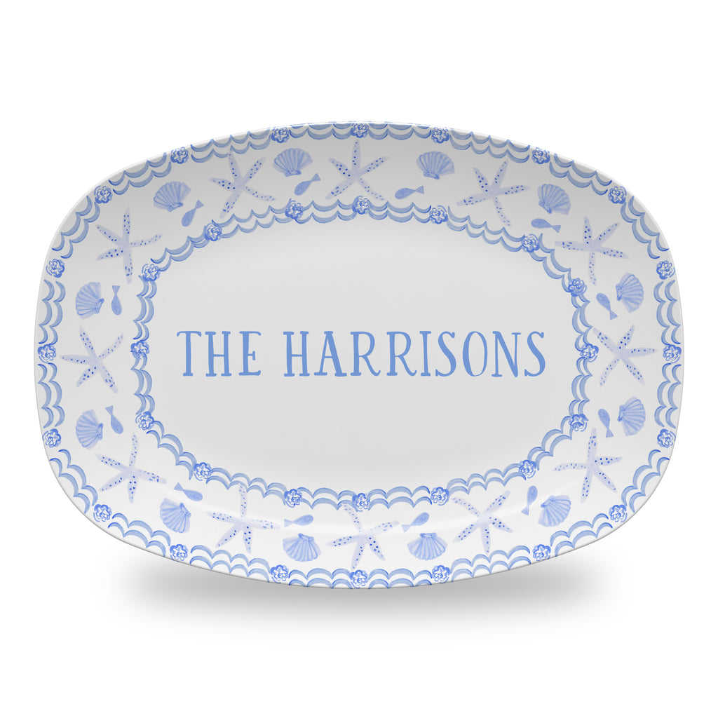 Coastal Toile Platter Personalized Plate | Personalized Beach Tray