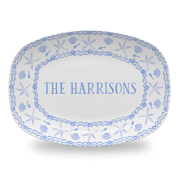 Coastal Toile Platter Personalized Plate | Personalized Beach Tray