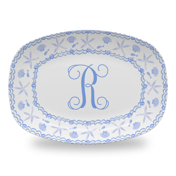 Coastal Toile Platter Personalized Plate | Personalized Beach Tray