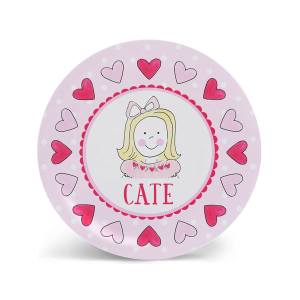 valentine personalized kids plate custom girl face melamine free