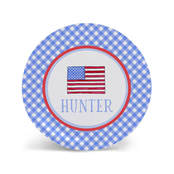 American Flag Plate Bowl Cup Placemat | Personalized Kids Plate for 4th of July | Patriotic Tableware