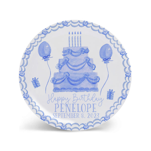 Birthday Plate Personalized Kids Birthday Plate in Blue Toile