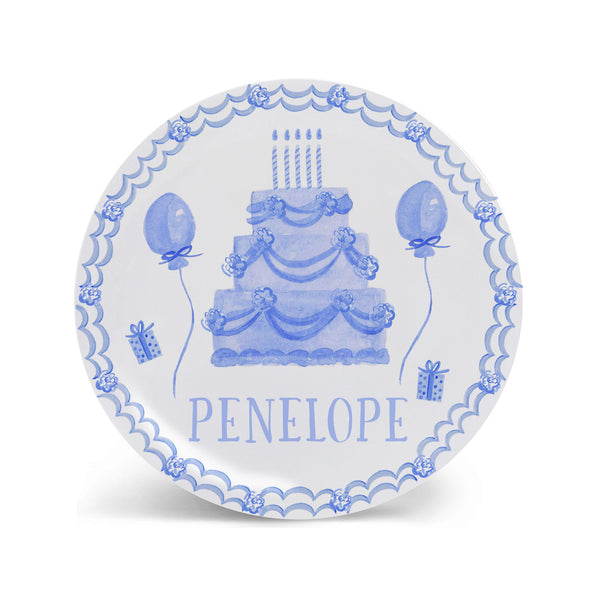 Birthday Plate Personalized Kids Birthday Plate in Blue Toile