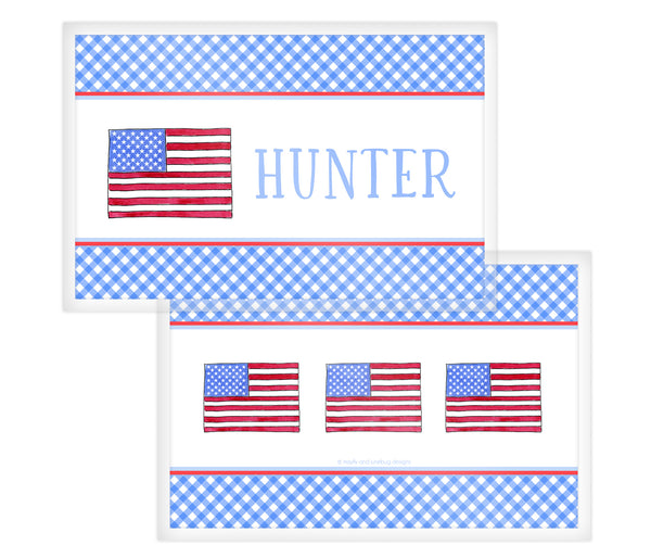 American Flag Plate Bowl Cup Placemat | Personalized Kids Plate for 4th of July | Patriotic Tableware
