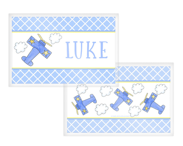 personalized kid placemat airplane