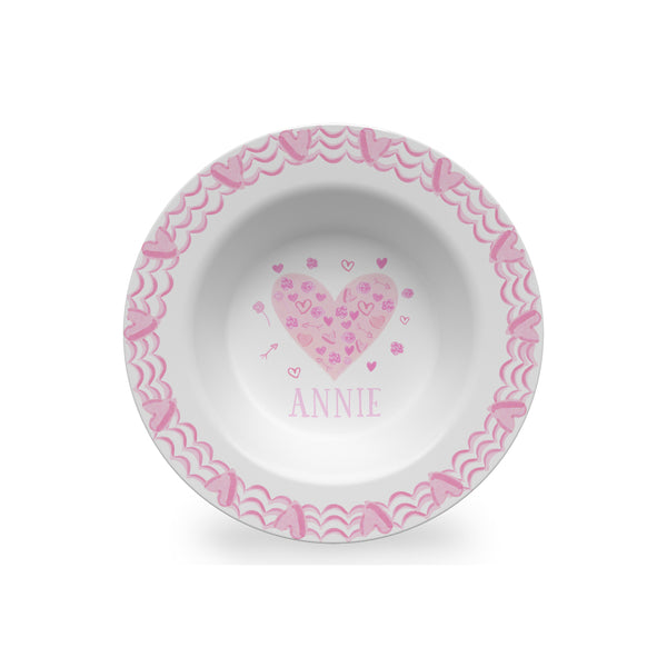 Valentine Kid bowl Child Valentine Gift melamine kids bowl heart pink toile