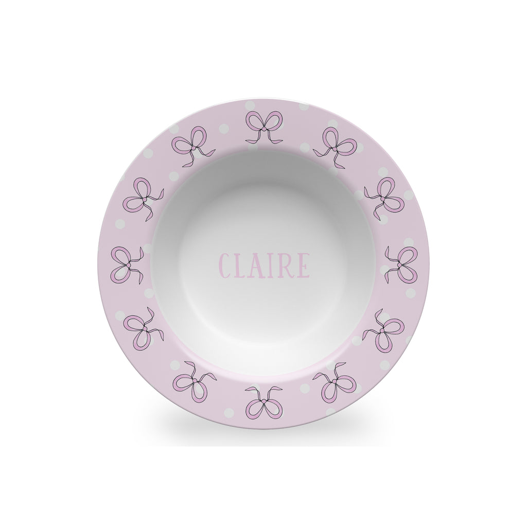 personalized kid bowl girl bows pink melamine