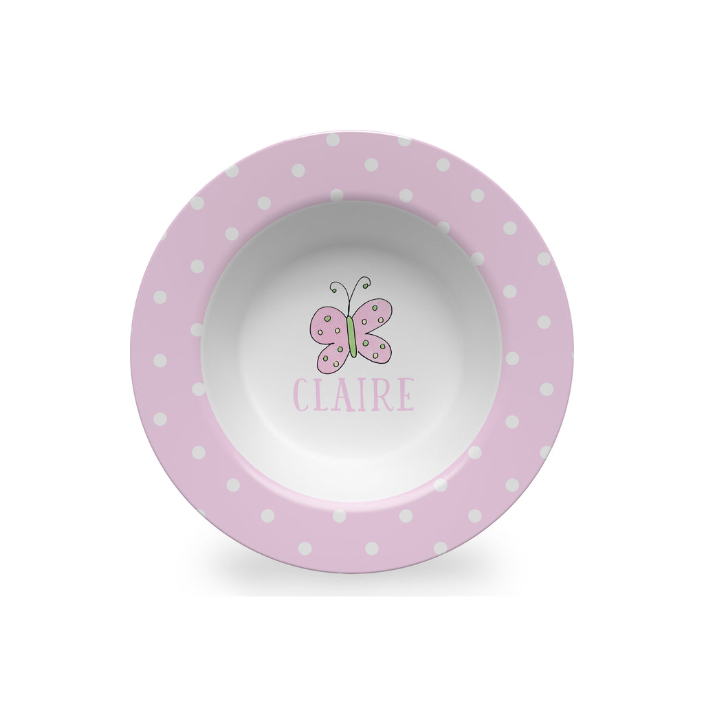 butterfly melamine bowl for kids personalized