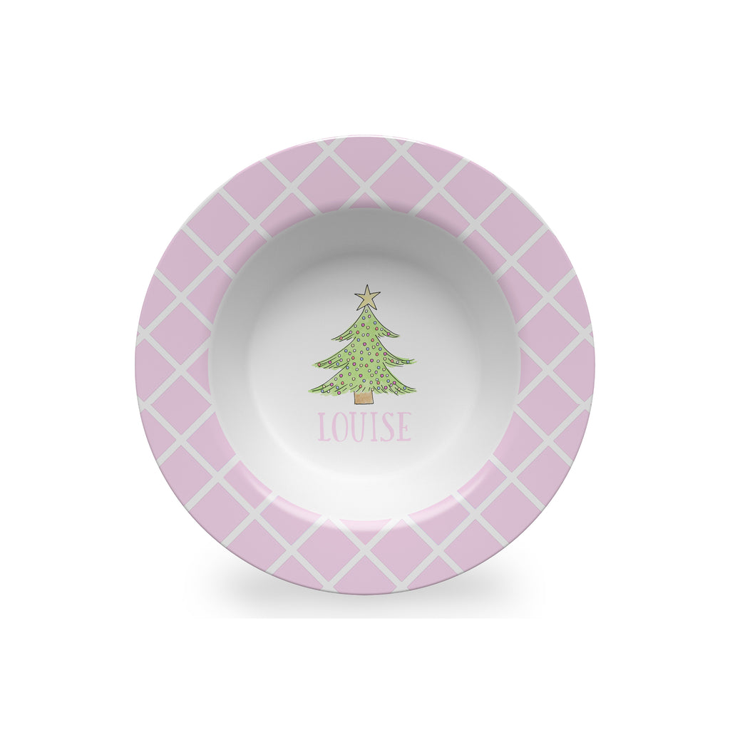 Christmas Tree Personalized Kids Bowl in Pink