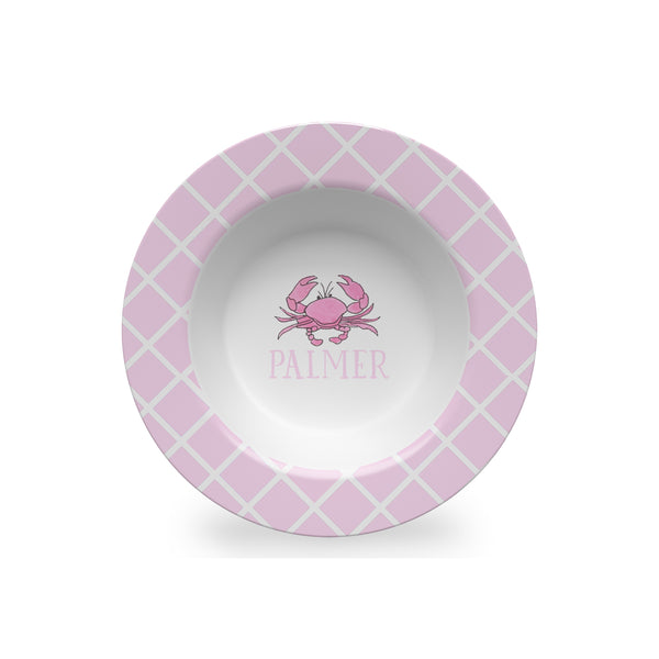 Crab Pink Personalized Kids Bowl