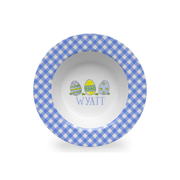 Easter Eggs Personalized Kids Bowl in Blue