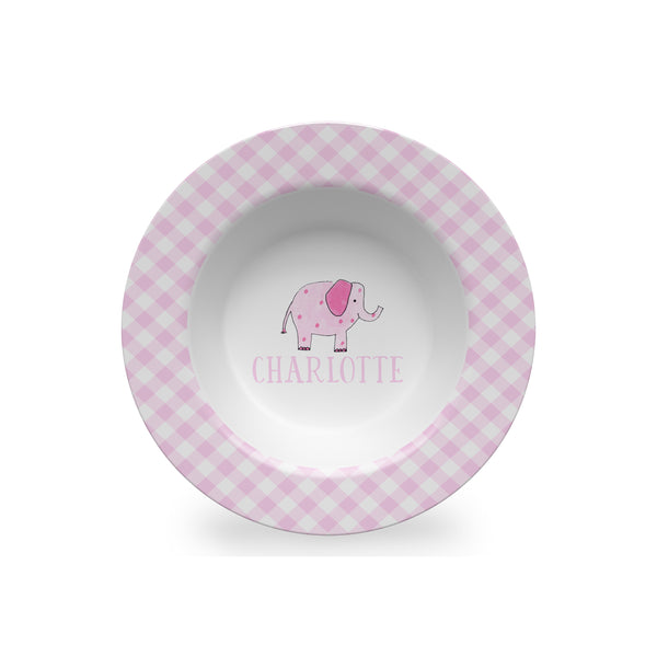 Elephant Pink Personalized Kids Bowl