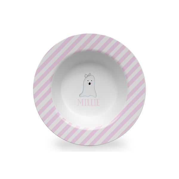 kid Halloween bowl ghost pink personalized