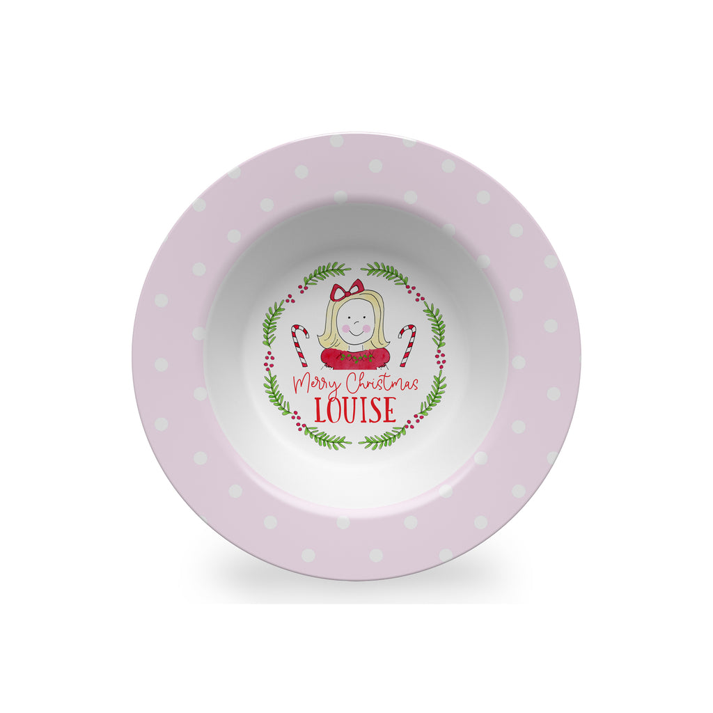 kids christmas plate personalized bowl placemat holiday girl melamine
