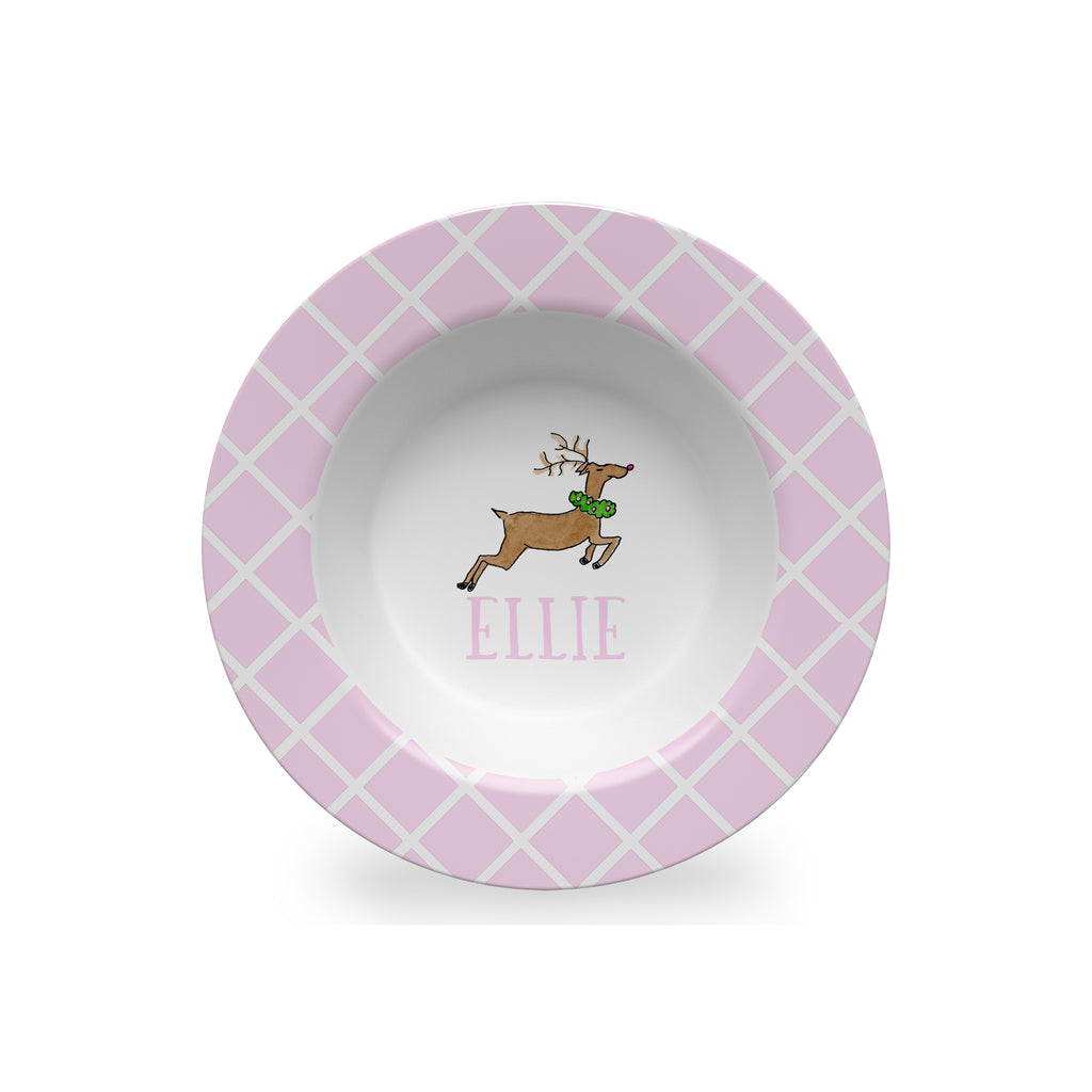 christmas kids bowl melamine personalized reindeer plate