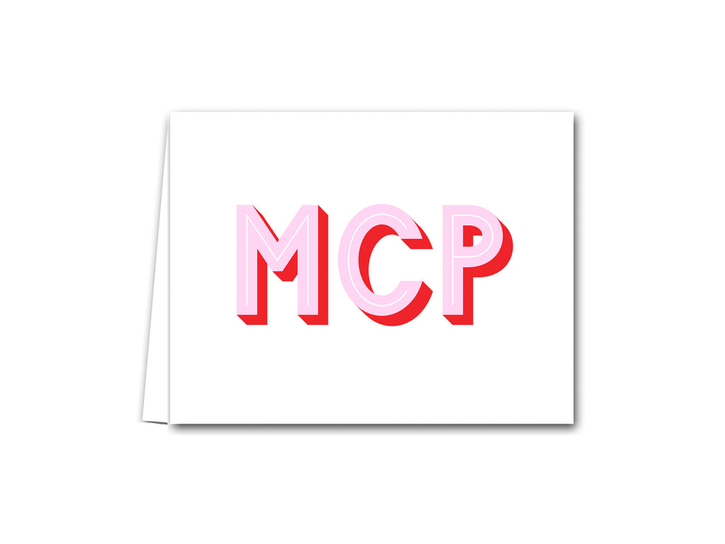 shadow letter note cards two color text folded notes personalize monogram notecard