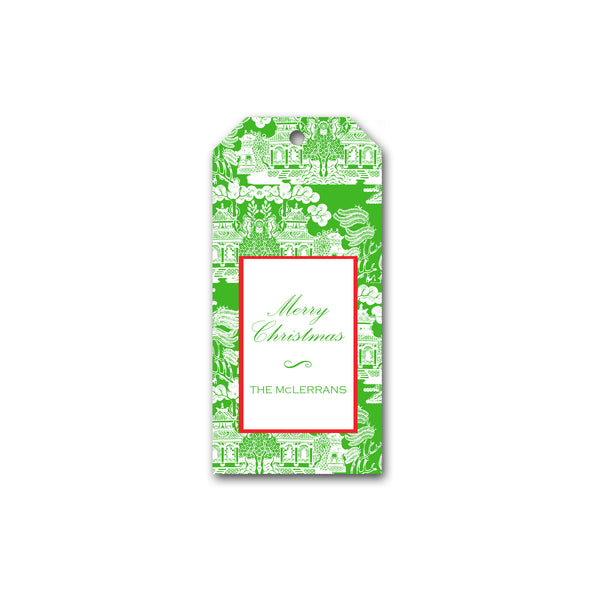 Holiday Gift Tags in Green Chinoiserie | Personalized Gift Tags | Custom Christmas Gift Tags