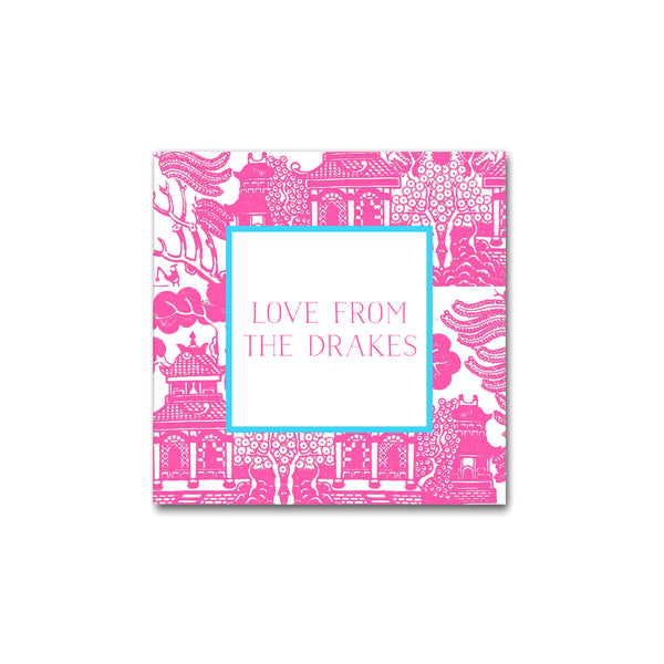 chinoiserie pink gift sticker label