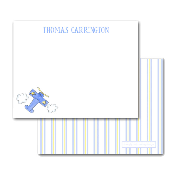 Airplane notecards Note cards Thank you notes for child boy gift baby gift new mom shower stationery preppy stationary kid