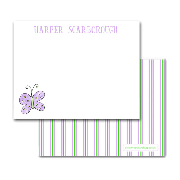 purple butterfly notecards personalized note cards for girls custom monogram stationery