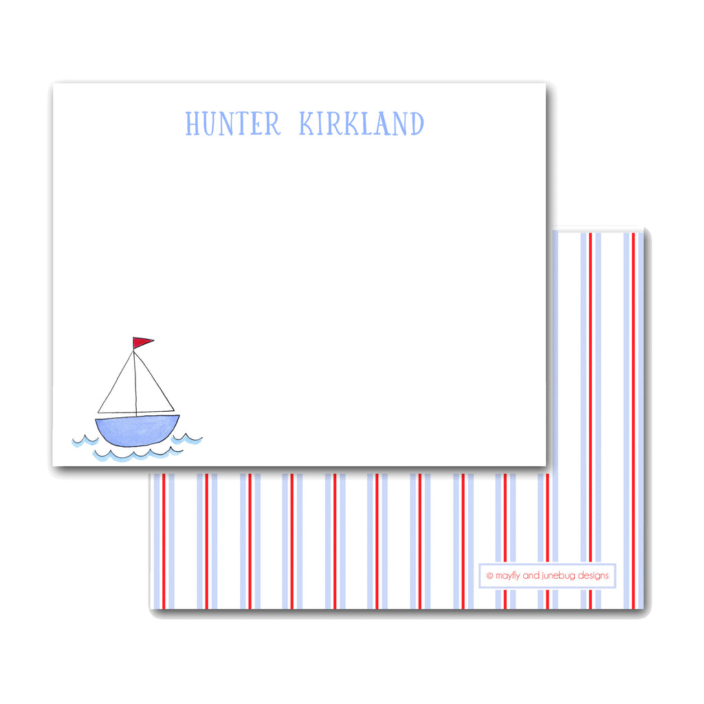 Sailboat Personalized Kids Notecards