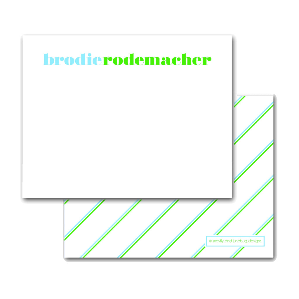 Retro Letter Personalized Notecard Monogram Note cards custom name Thank you Notes Flat Notes 4.25" x 5.5" Small Modern Bright Colors Classic