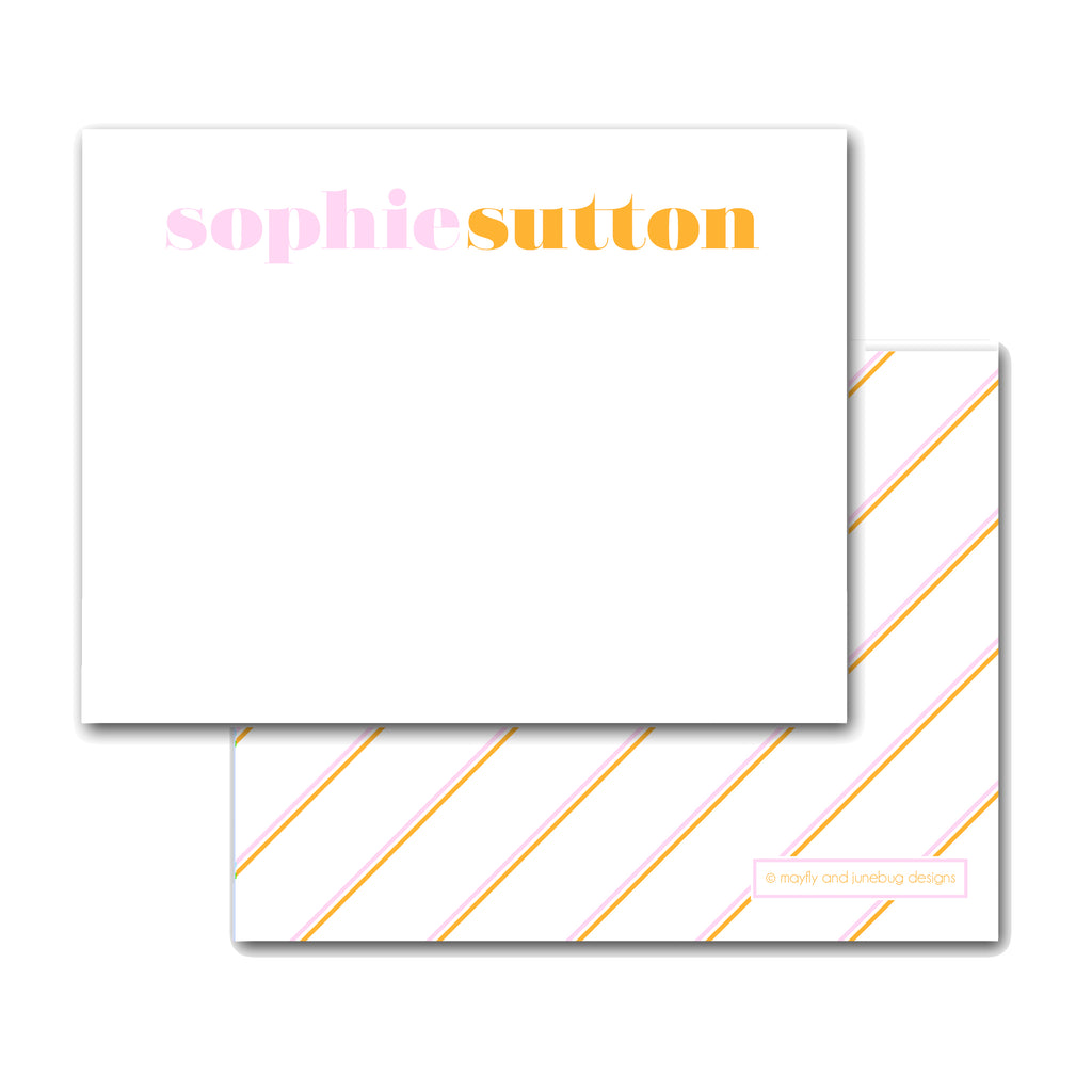 Retro Letter Personalized Notecard Monogram Note cards custom name Thank you Notes Flat Notes 5" x 7" Large Modern Bright Colors Classic