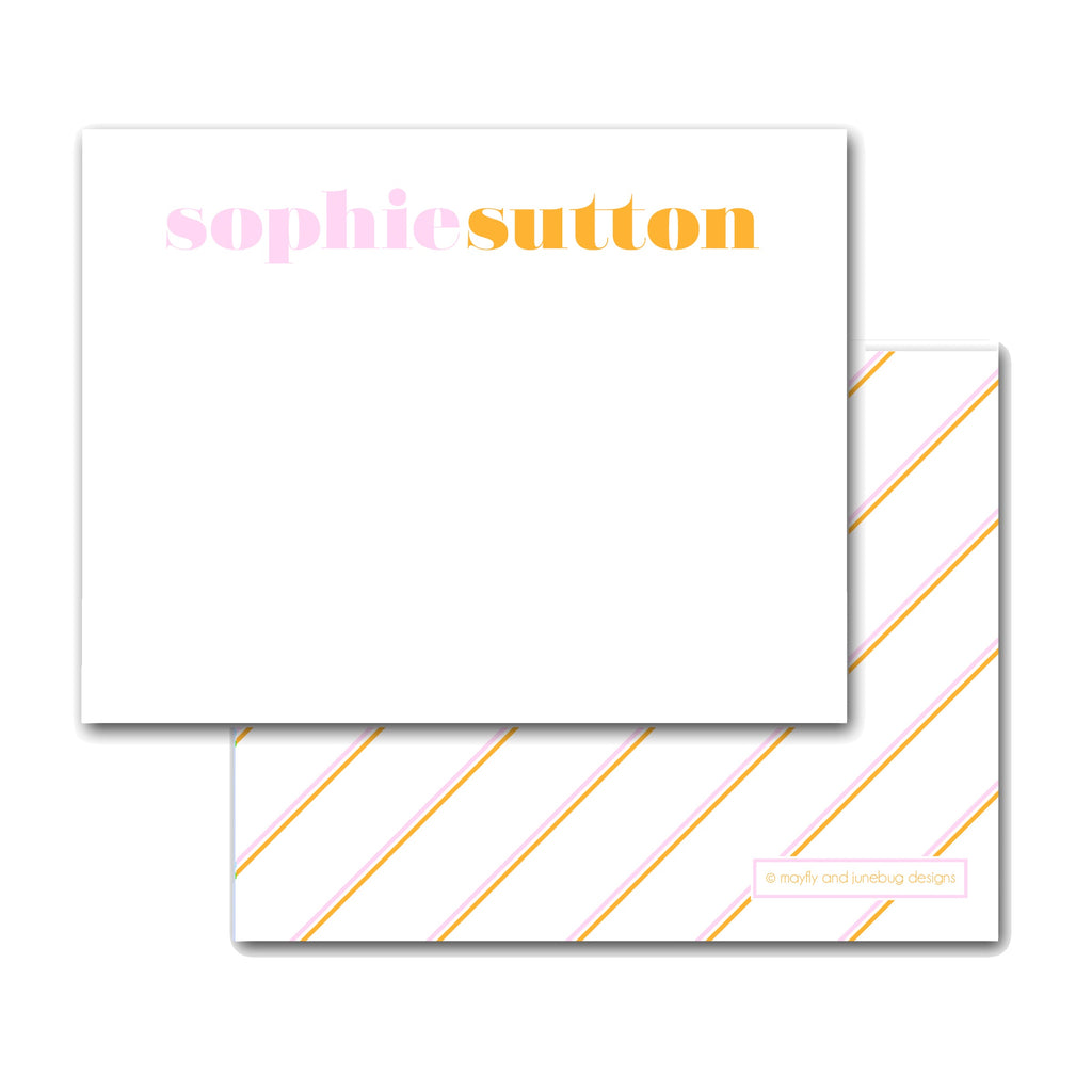 Retro Letter Personalized Notecard Small Monogram Note cards custom name  Thank you Notes Flat Notes 5 x 7 Large Modern Bright Colors Classic –  Mayfly and Junebug Designs