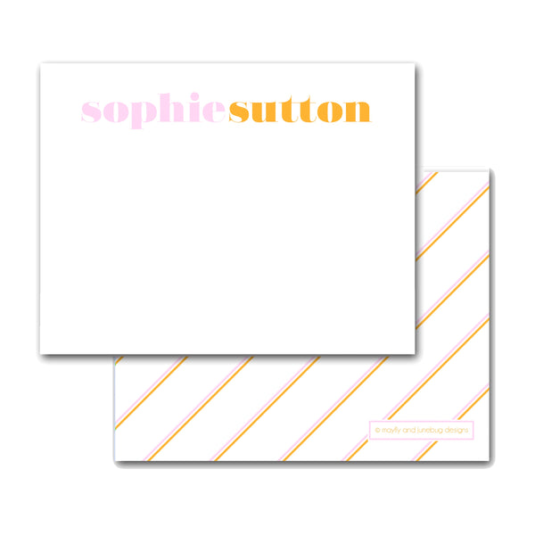 Retro Letter Personalized Notecard Monogram Note cards custom name Thank you Notes Flat Notes 4.25" x 5.5" Small Modern Bright Colors Classic