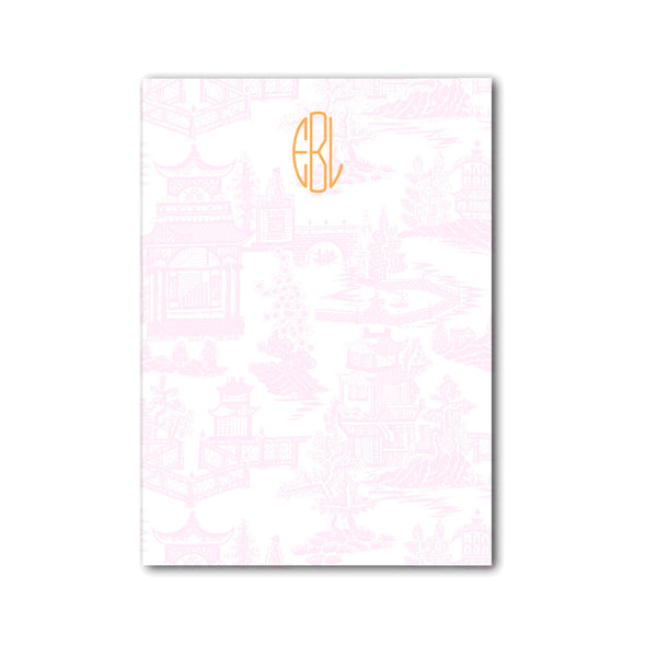 Chinoiserie Notepad Personalized Monogram Note pad in Pale Pink
