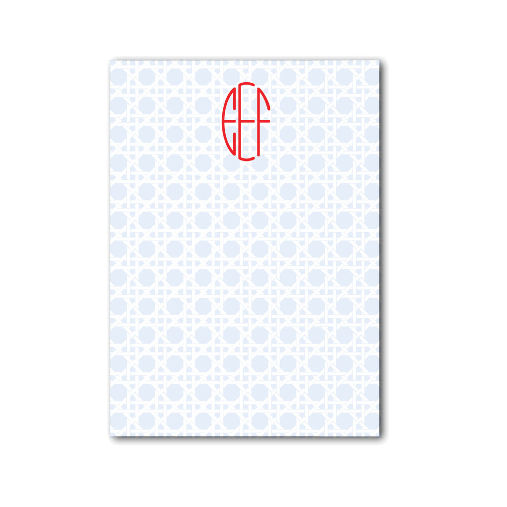 Rattan Notepad Personalized Monogram Note pad in Pale Blue