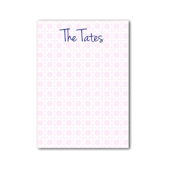 Rattan Notepad Personalized Monogram Note pad in Pale Pink