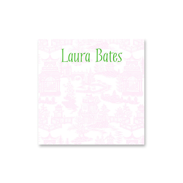 Chinoiserie Notepad Personalized Monogram Note pad in Pale Pink