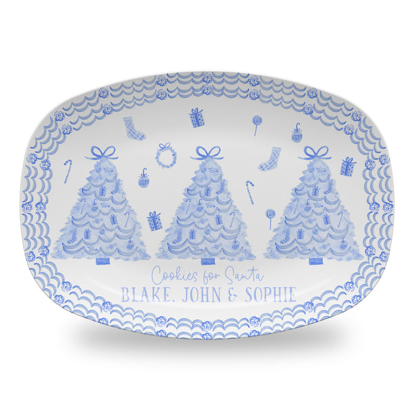 Christmas Toile Platter Personalized Cookies for Santa Platter Tray