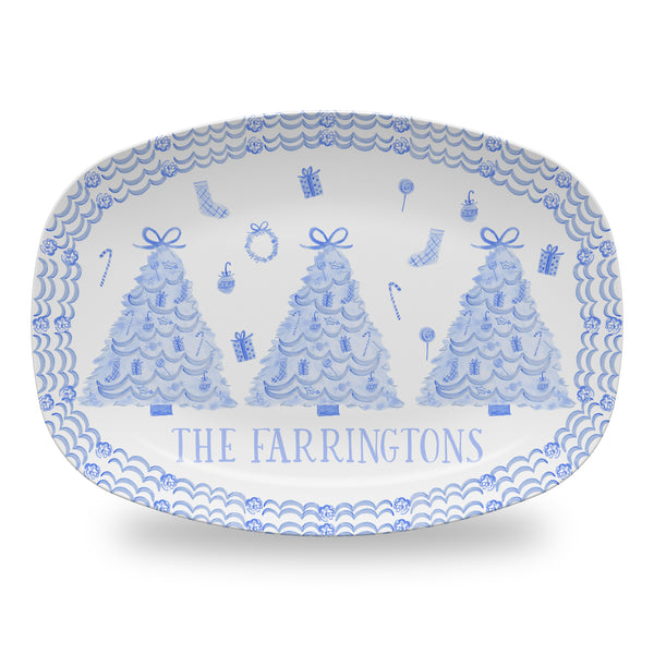 Christmas Toile Platter Personalized Cookies for Santa Platter Tray