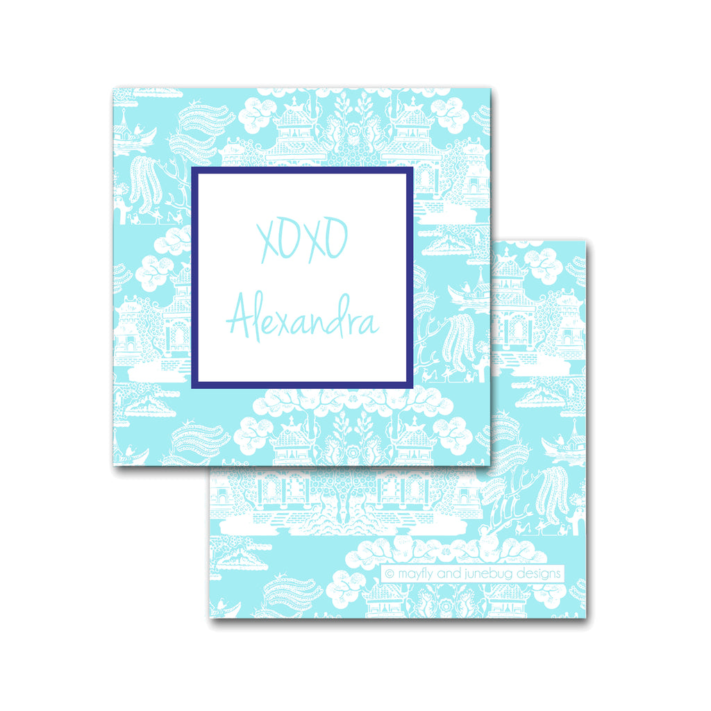 personalized chinoiserie square calling cards enclosures