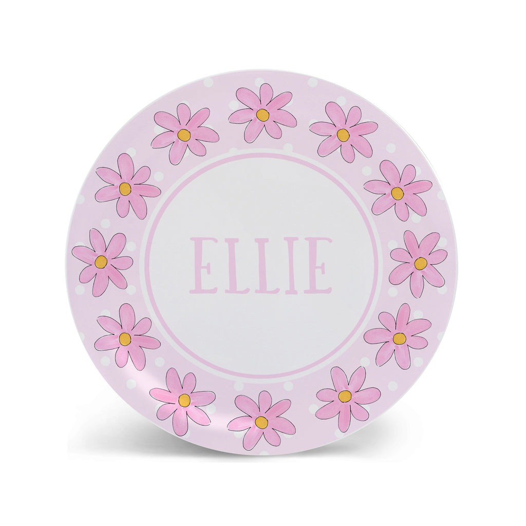 personalized melamine kid plate flowers girl gift custom plate bowl cup placemat