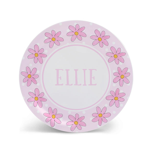Pink Flowers Personalized Kids Plate, Bowl, and Cup Set | Kids Tableware Childrens Dishes