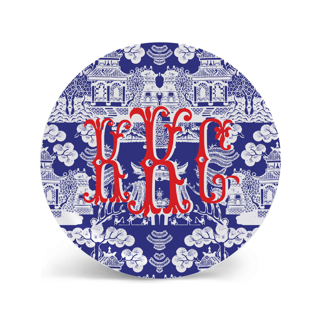 Chinoiserie Plates in Marine Blue Personalized Monogram Plate