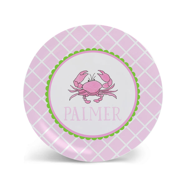 pink crab plate for children melamine