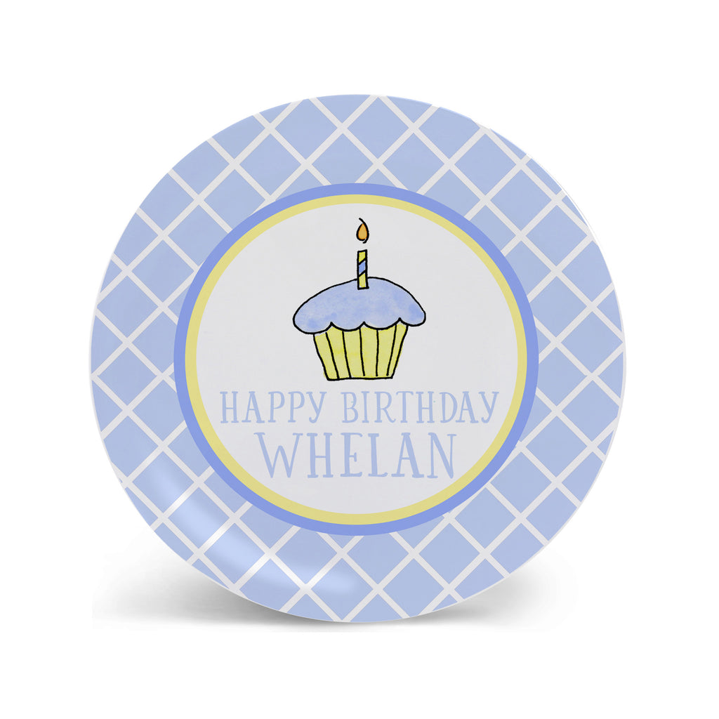 Birthday Cupcake Blue Personalized Kids Plate