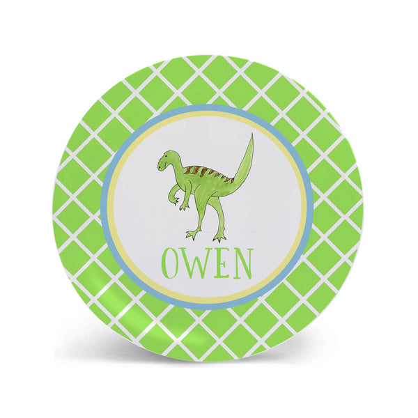 dinosaur plate melamine personalized for boys