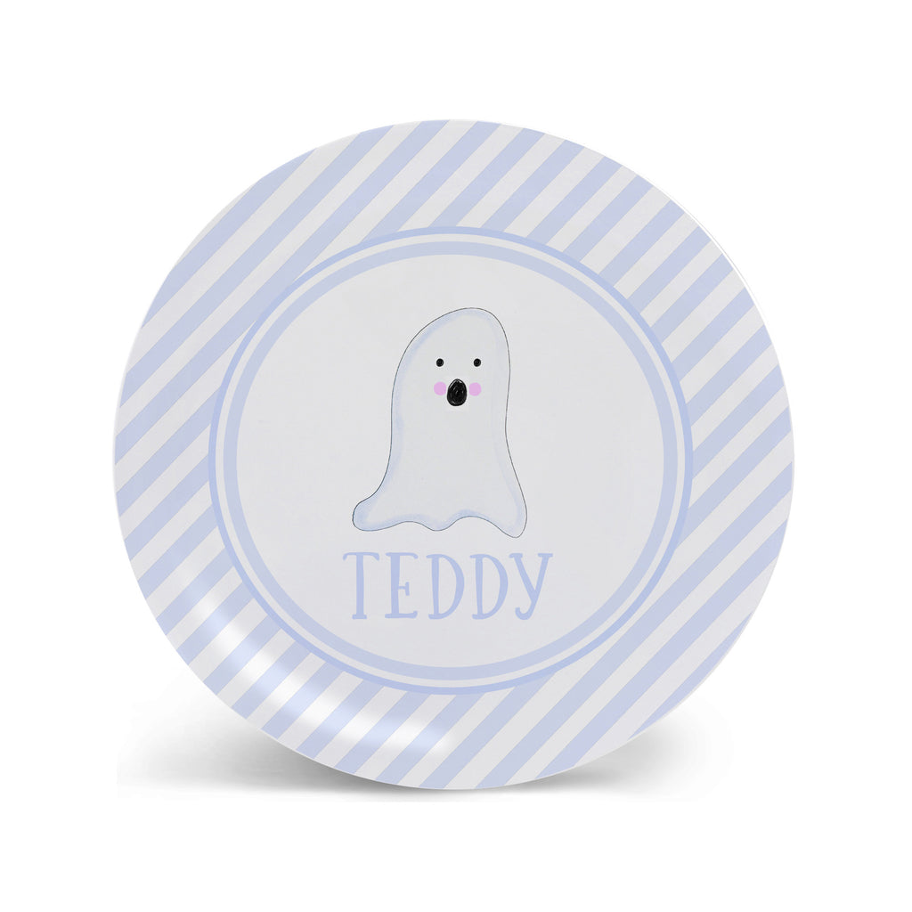 kid Halloween plate ghost blue personalized