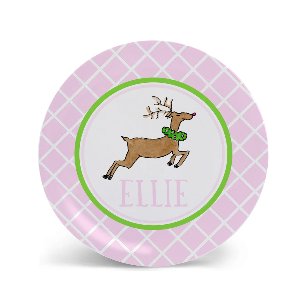 christmas kids plate melamine personalized reindeer